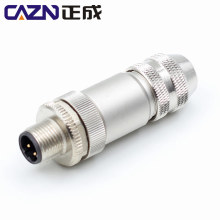 M12  metal straight  connector male female Cylindrical  Metal Threaded Coupling Harsh Environment High Speed Signal plug
